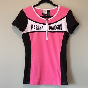 Harley Davidson Pink Label Quarter Zip Top Size S